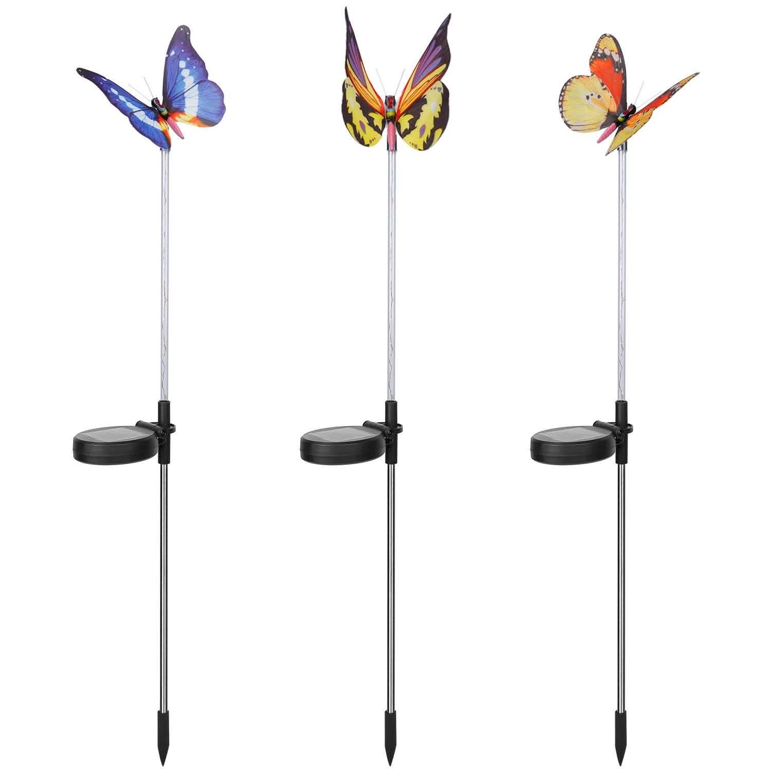 3-Pieces: Decorative Butterfly Lamps with Rotatable Solar Panel Lamp DailySale