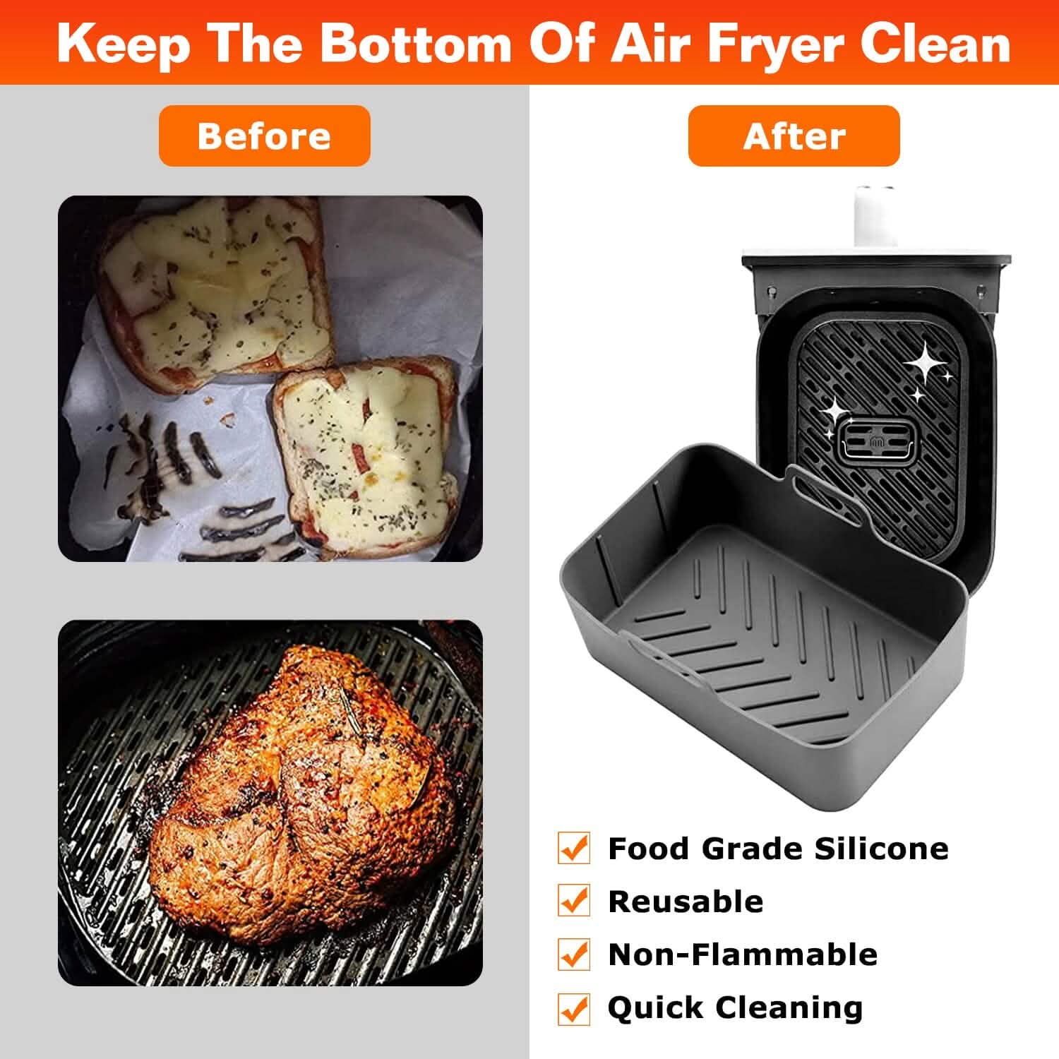 3-Pieces: Reusable Foldable Air Fryer Silicone Pot for 4+ Quart Air Fryer Oven DailySale