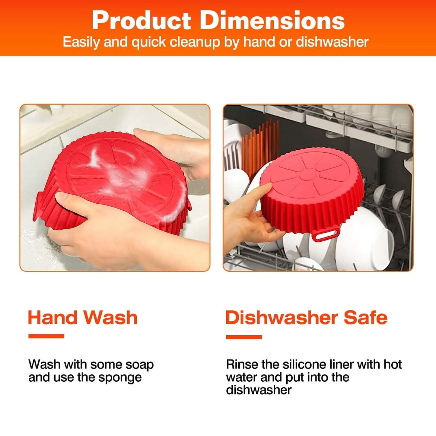 3-Pieces: Reusable Foldable Air Fryer Silicone Pot for 4+ Quart Air Fryer Oven DailySale