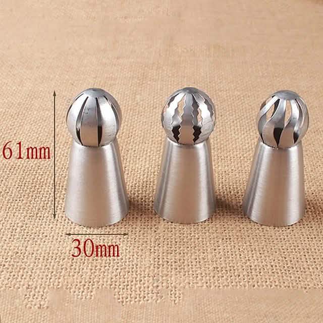 3-Pieces: Russian Stainless Steel Tips Tulip Sphere Whip Cream Buttercream Icing Piping Nozzles DailySale
