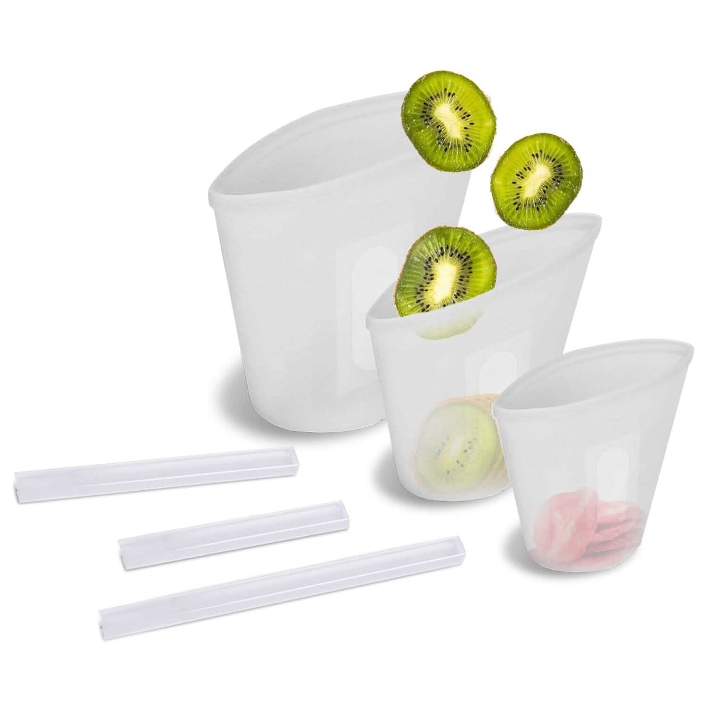 3-Pieces: Silicone Food Storage Bags Reusable Leakproof Food Container Set with 3 Seals DailySale