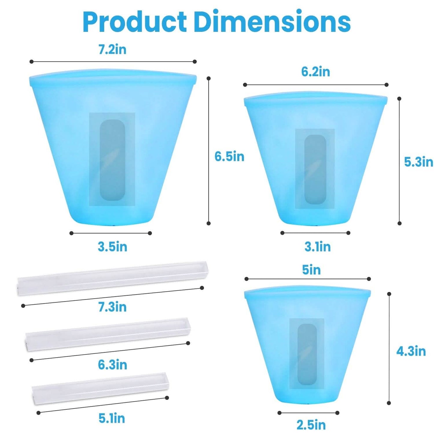 3-Pieces: Silicone Food Storage Bags Reusable Leakproof Food Container Set with 3 Seals DailySale