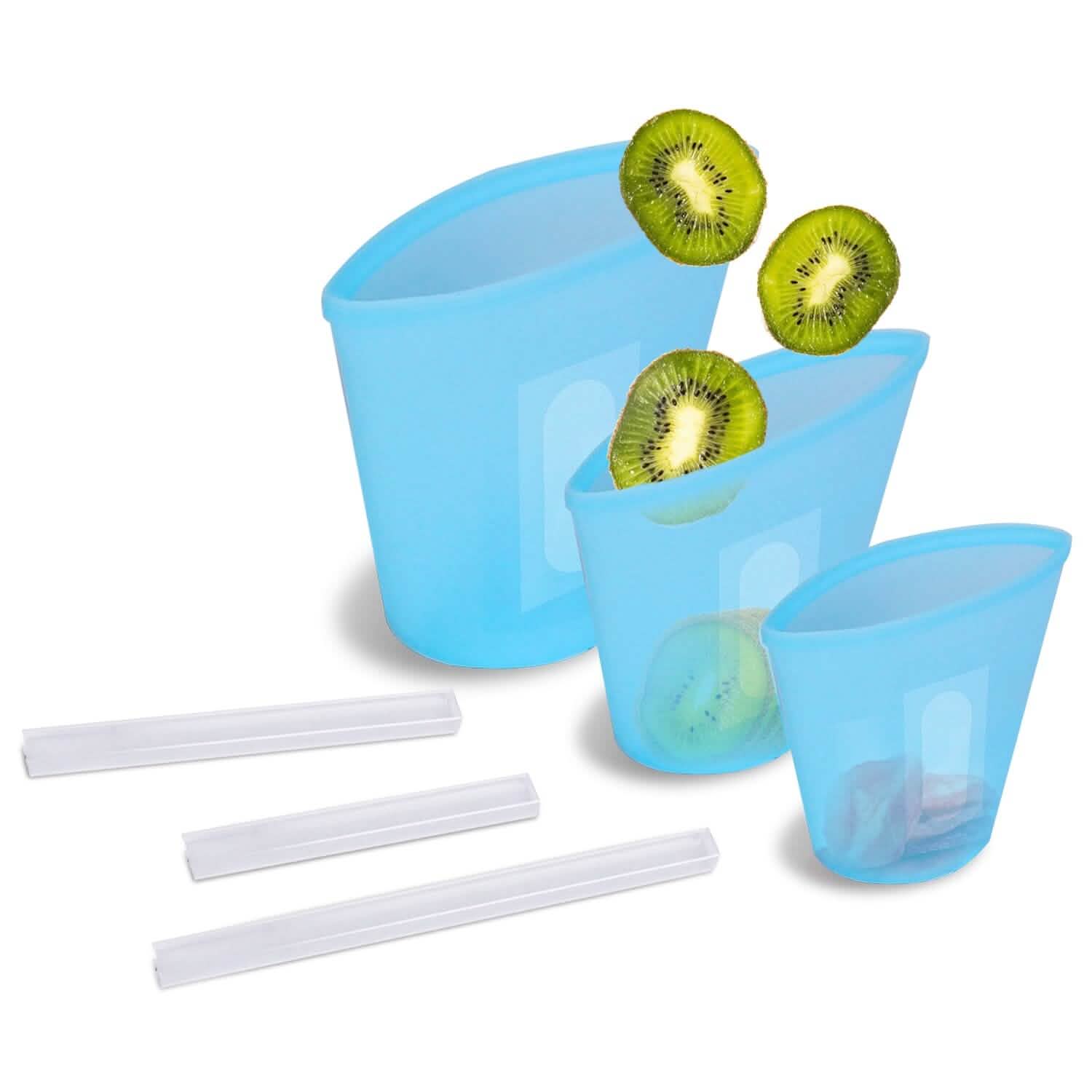 3-Pieces: Silicone Food Storage Bags Reusable Leakproof Food Container Set with 3 Seals DailySale