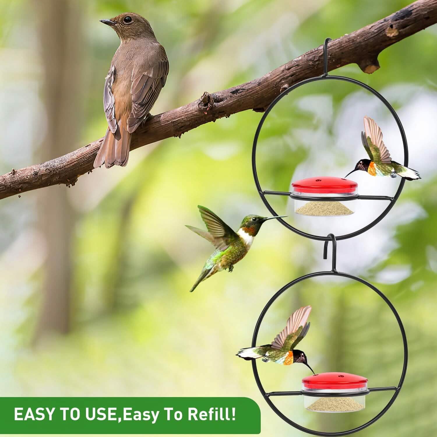 3-Pieces: Stackable Hanging Humming Bird Feeder with Metal Frame & Red Plastic Bowl DailySale
