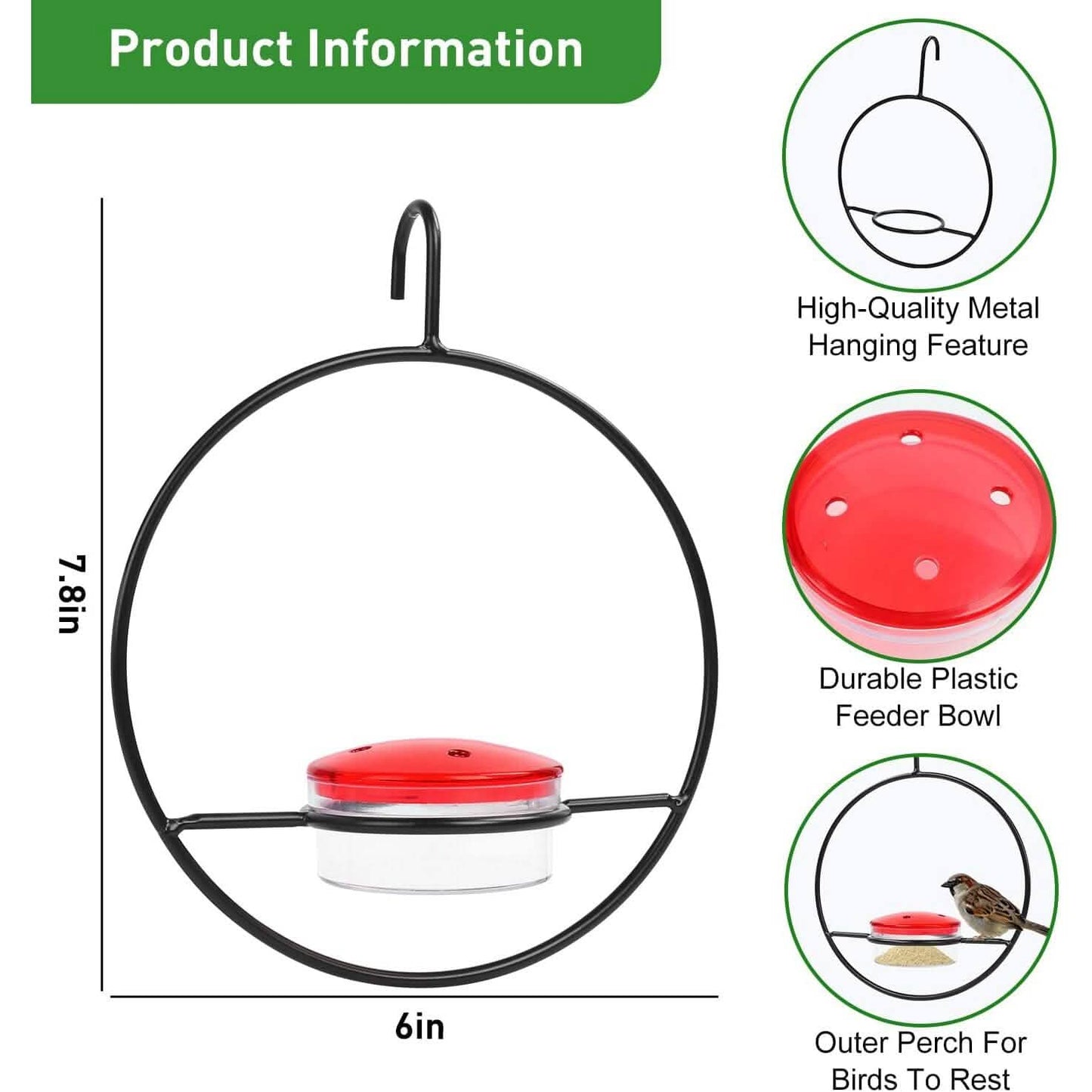 3-Pieces: Stackable Hanging Humming Bird Feeder with Metal Frame & Red Plastic Bowl DailySale