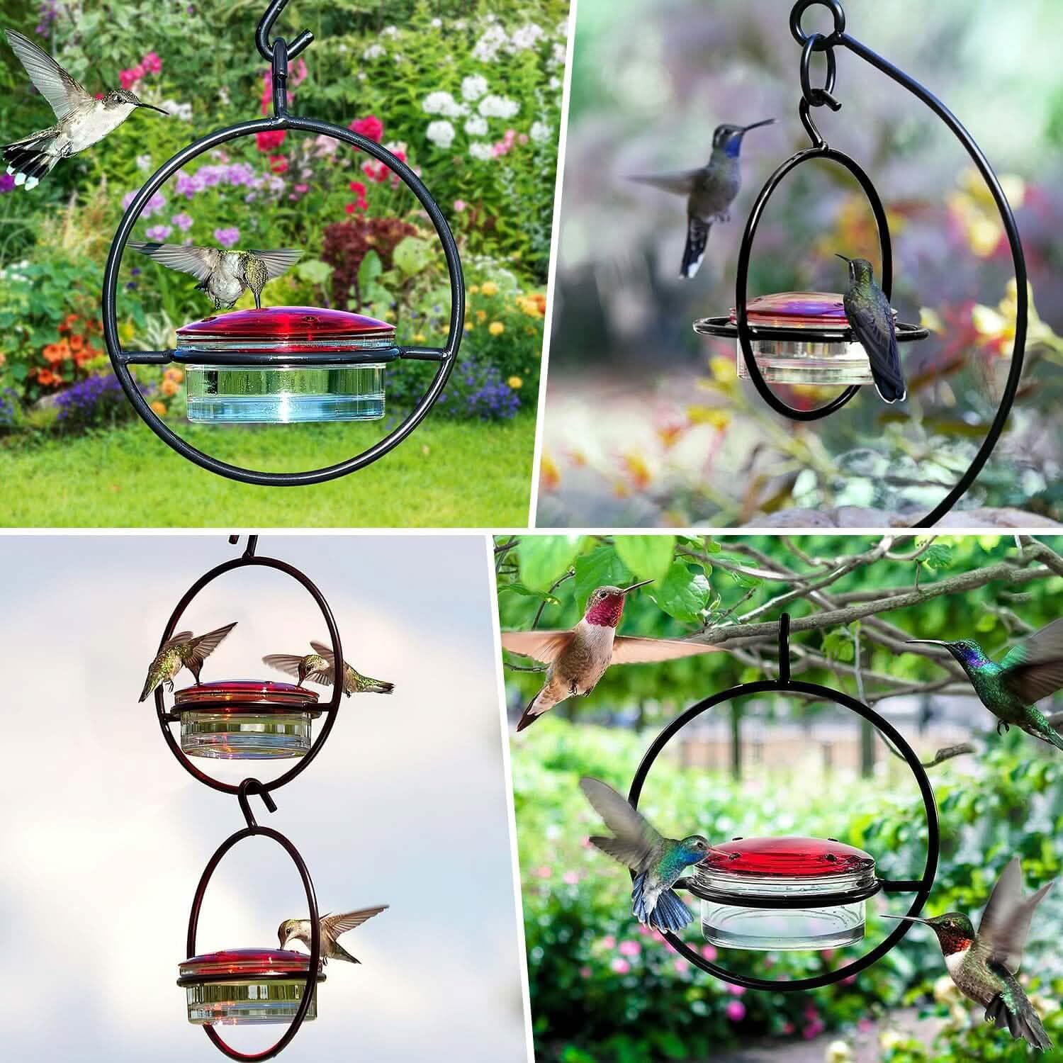 3-Pieces: Stackable Hanging Humming Bird Feeder with Metal Frame & Red Plastic Bowl DailySale