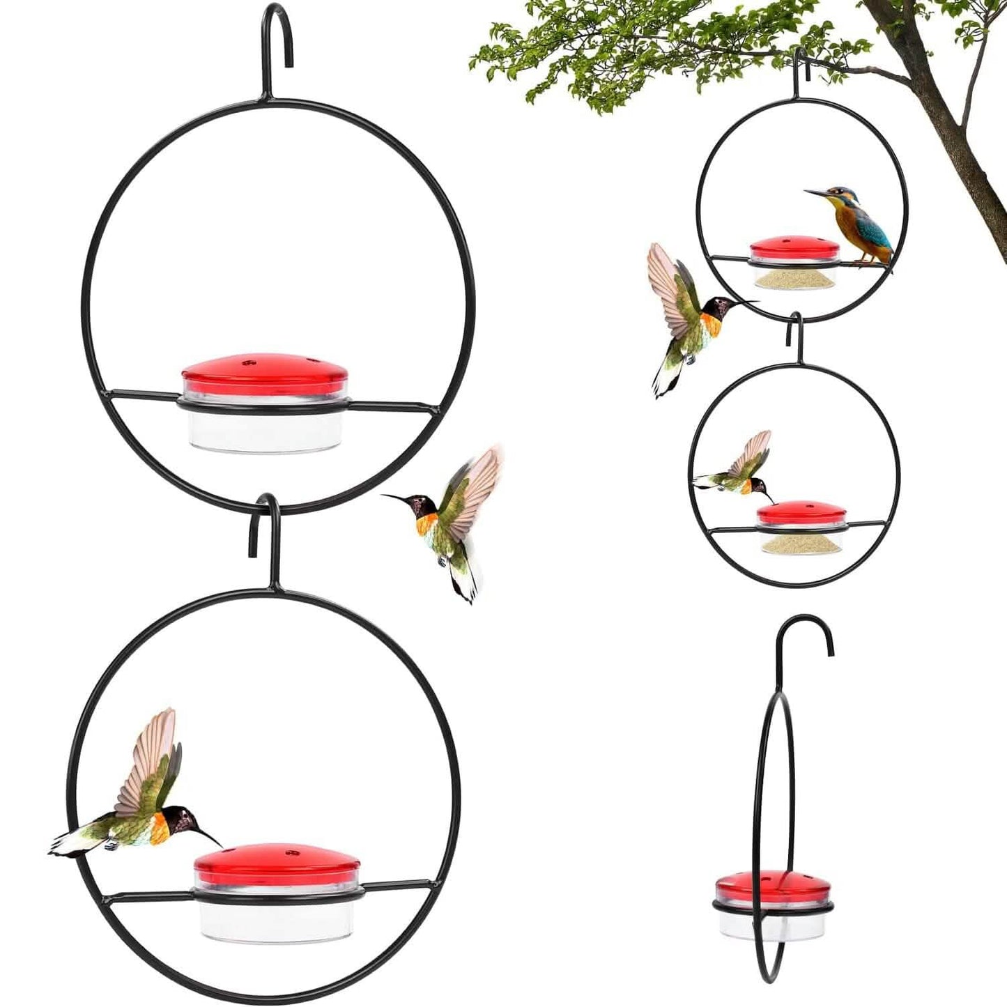 3-Pieces: Stackable Hanging Humming Bird Feeder with Metal Frame & Red Plastic Bowl DailySale
