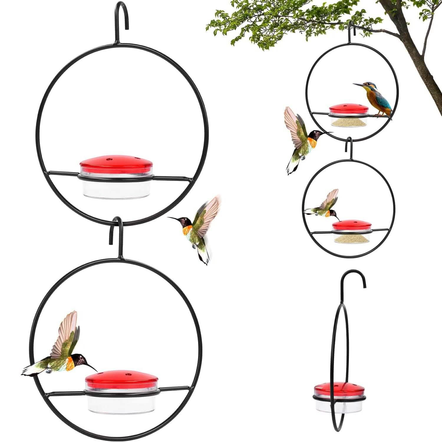 3-Pieces: Stackable Hanging Humming Bird Feeder with Metal Frame & Red Plastic Bowl DailySale