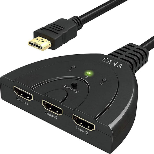 3-Port HDMI Switcher, Splitter, Supports Full HD1080p, 3D with High Speed Pigtail Cable DailySale