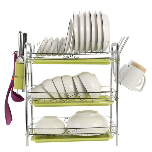 3 Tier Dish Drying Rack Drainer Kitchen Storage Board Cutlery Cup Shelf DailySale