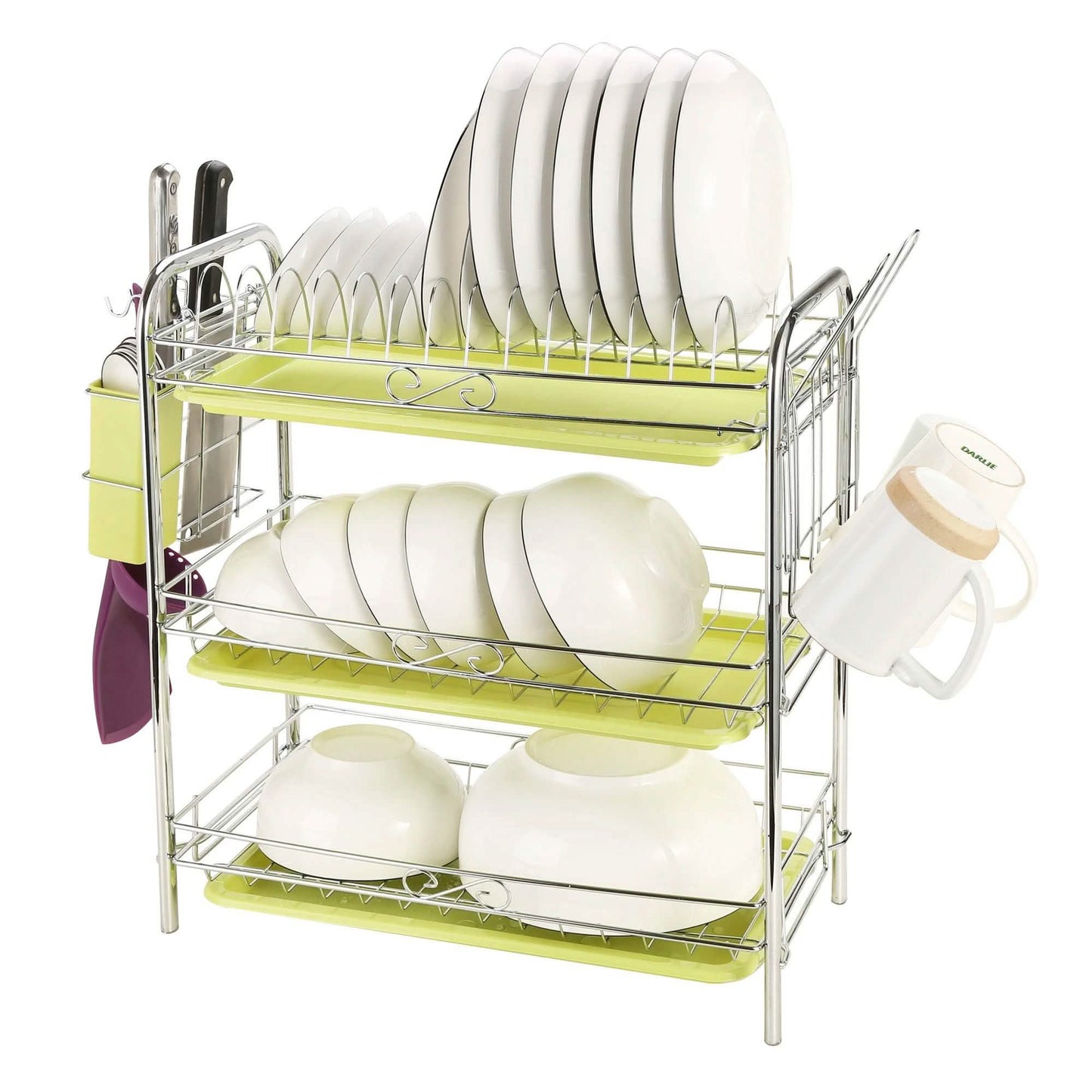 3 Tier Dish Drying Rack Drainer Kitchen Storage Board Cutlery Cup Shelf DailySale