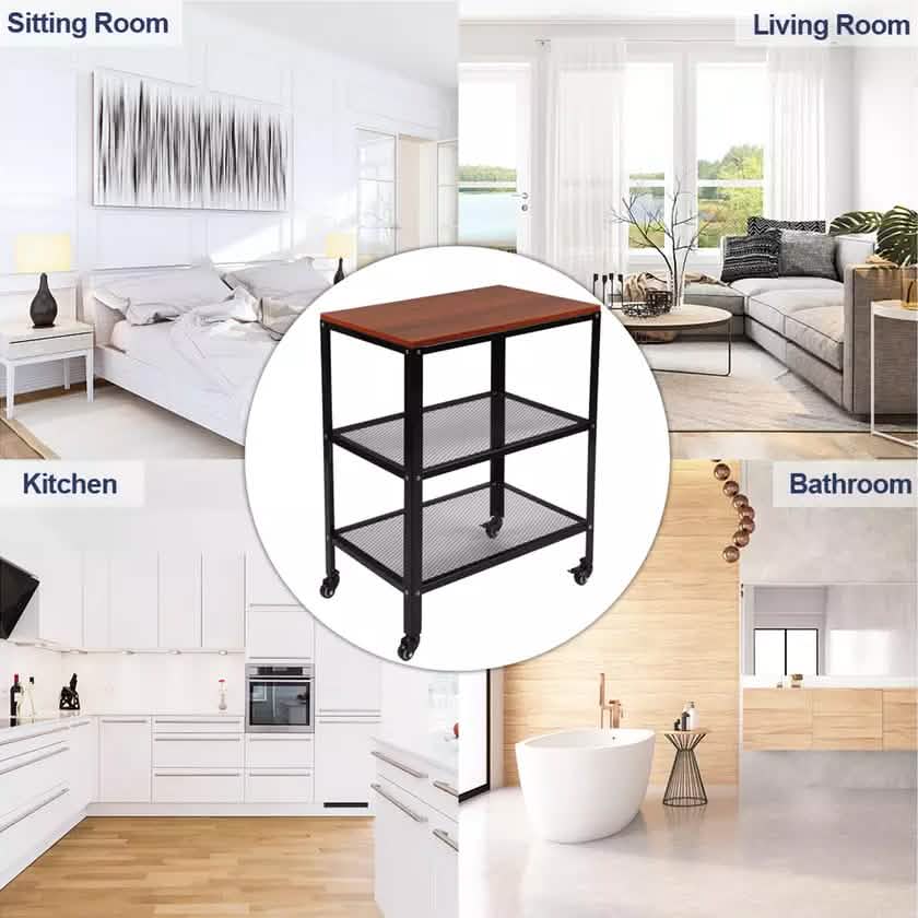 3-Tier Kitchen Microwave Cart Standing Bakers Rack Storage Cart DailySale
