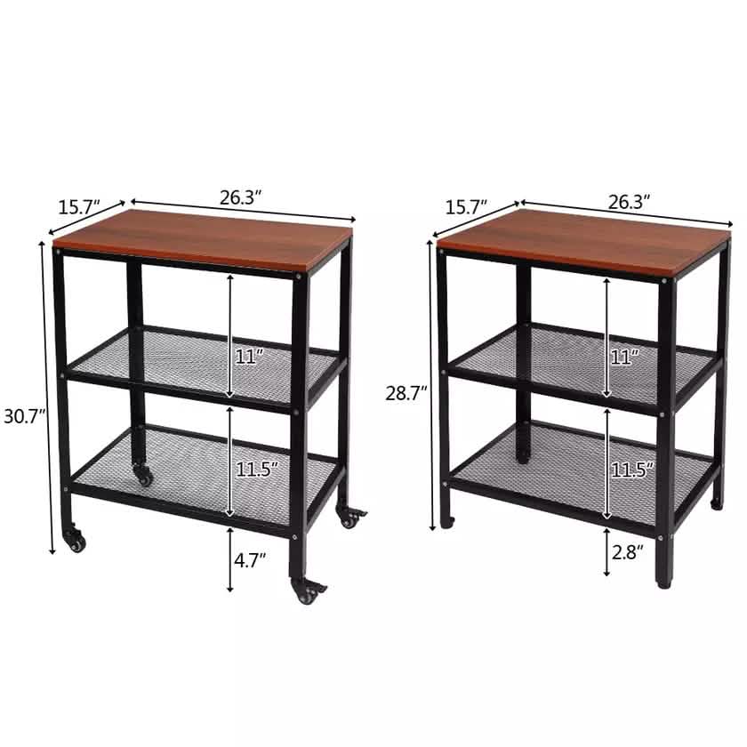 3-Tier Kitchen Microwave Cart Standing Bakers Rack Storage Cart DailySale