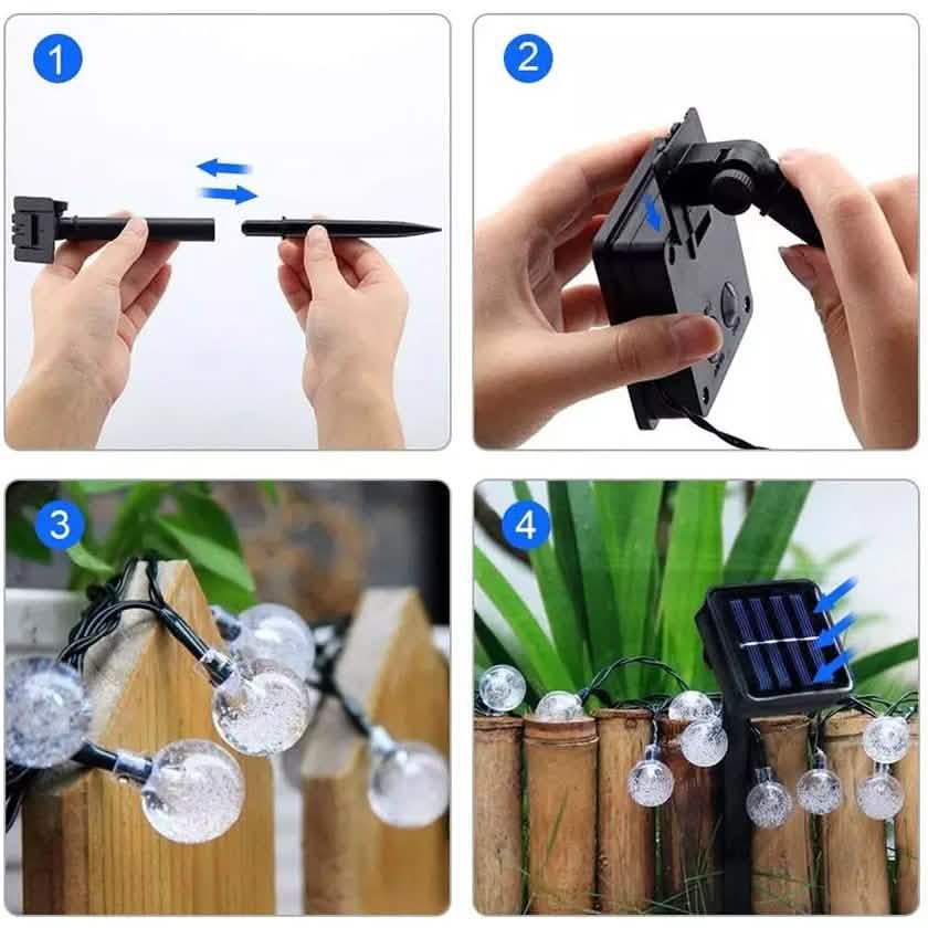30 LED Solar String Ball Lights Outdoor Waterproof  Garden Decor DailySale