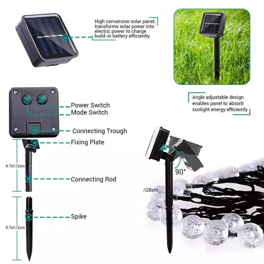 30 LED Solar String Ball Lights Outdoor Waterproof  Garden Decor DailySale