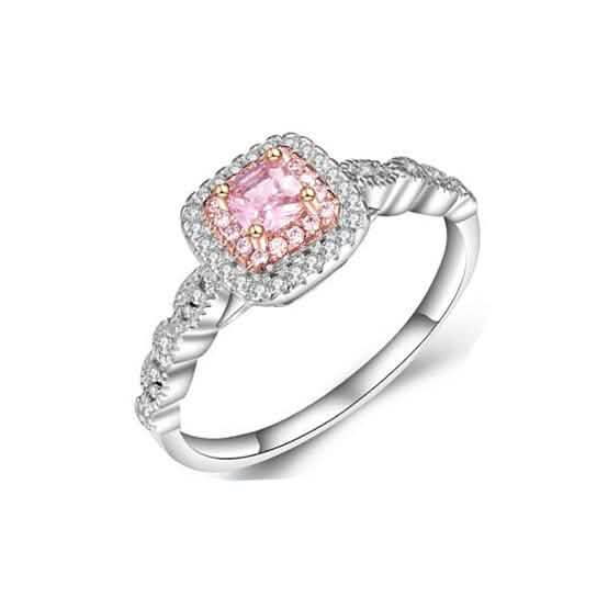 3.00 CTTW Pink Sapphire Princess Cut Halo Ring DailySale