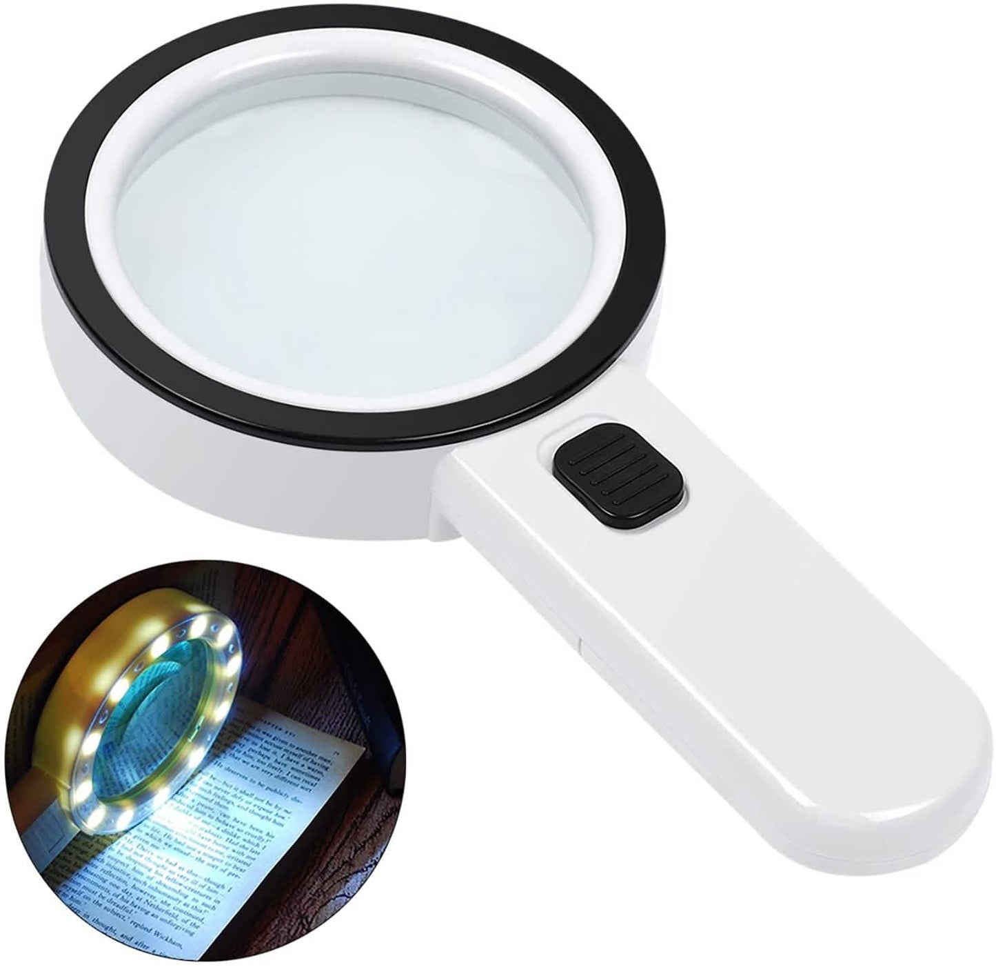 30X Handheld Large Magnifying Glass 12 LED Illuminated Lighted Magnifier DailySale