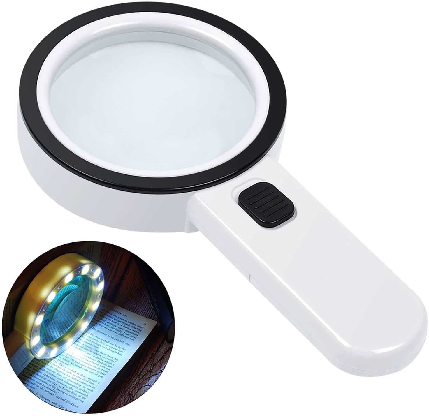 30X Handheld Large Magnifying Glass 12 LED Illuminated Lighted Magnifier DailySale