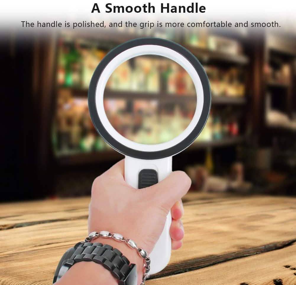 30X Handheld Large Magnifying Glass 12 LED Illuminated Lighted Magnifier DailySale