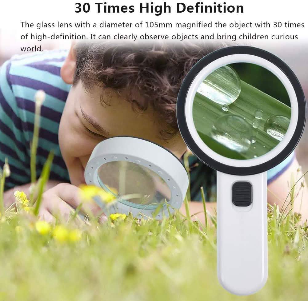 30X Handheld Large Magnifying Glass 12 LED Illuminated Lighted Magnifier DailySale