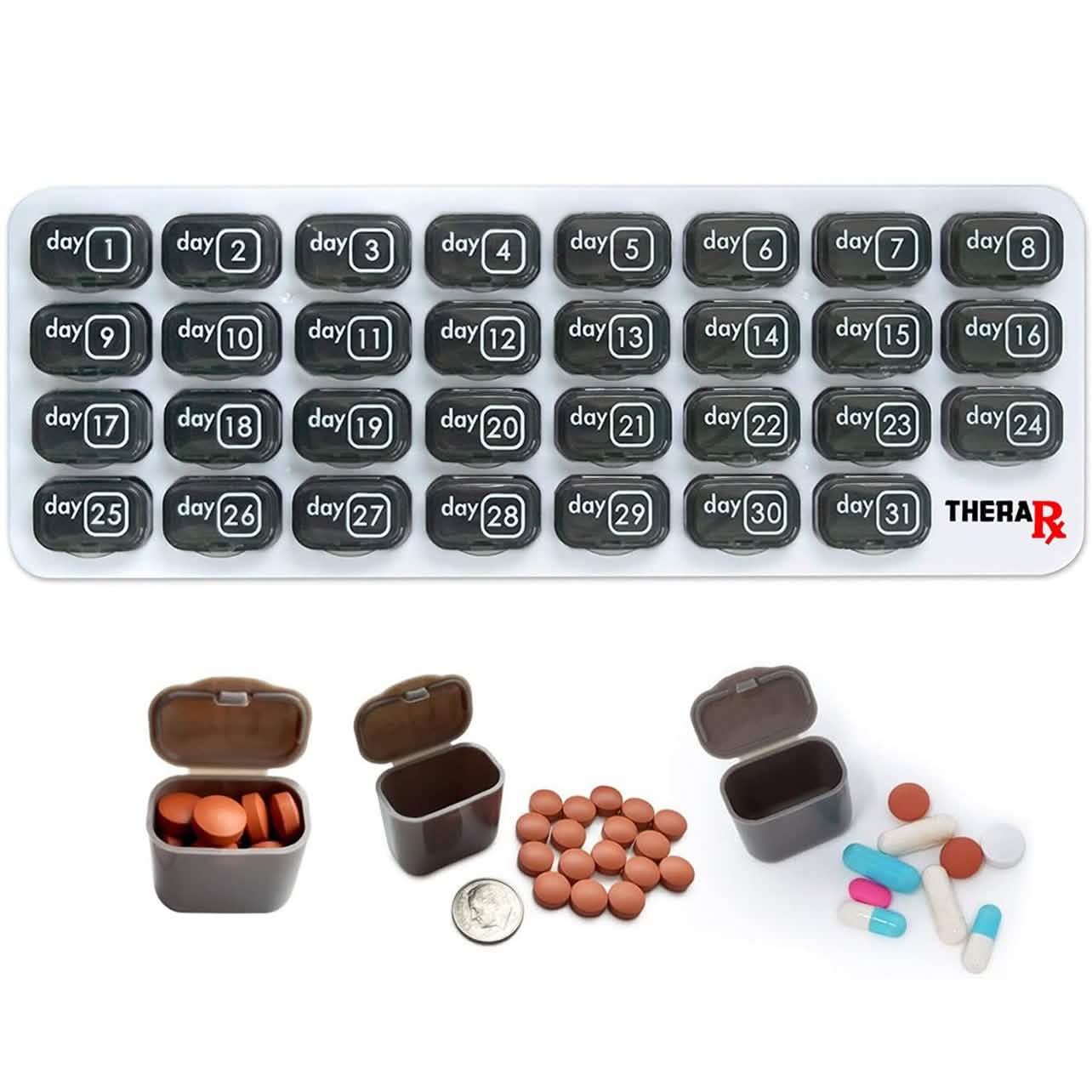 31 Day Monthly Pill And Vitamin Organizer With Large Removable Pods DailySale