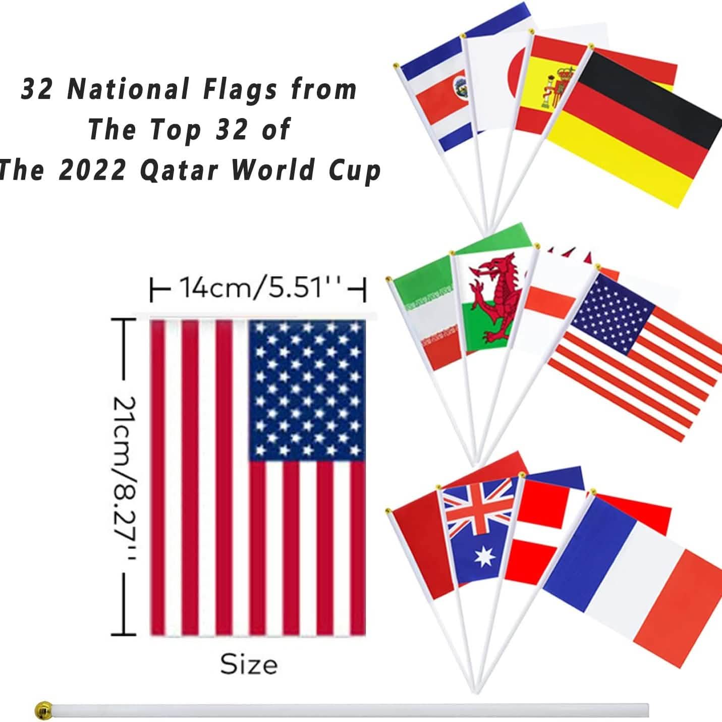 32-Pieces: World Cup 2022 Participating National Teams Flags DailySale
