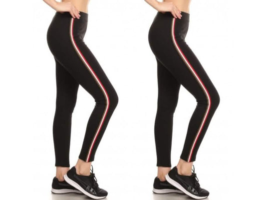 2-Pack: Women's Cotton Blend Side Stripe Leggings DailySale