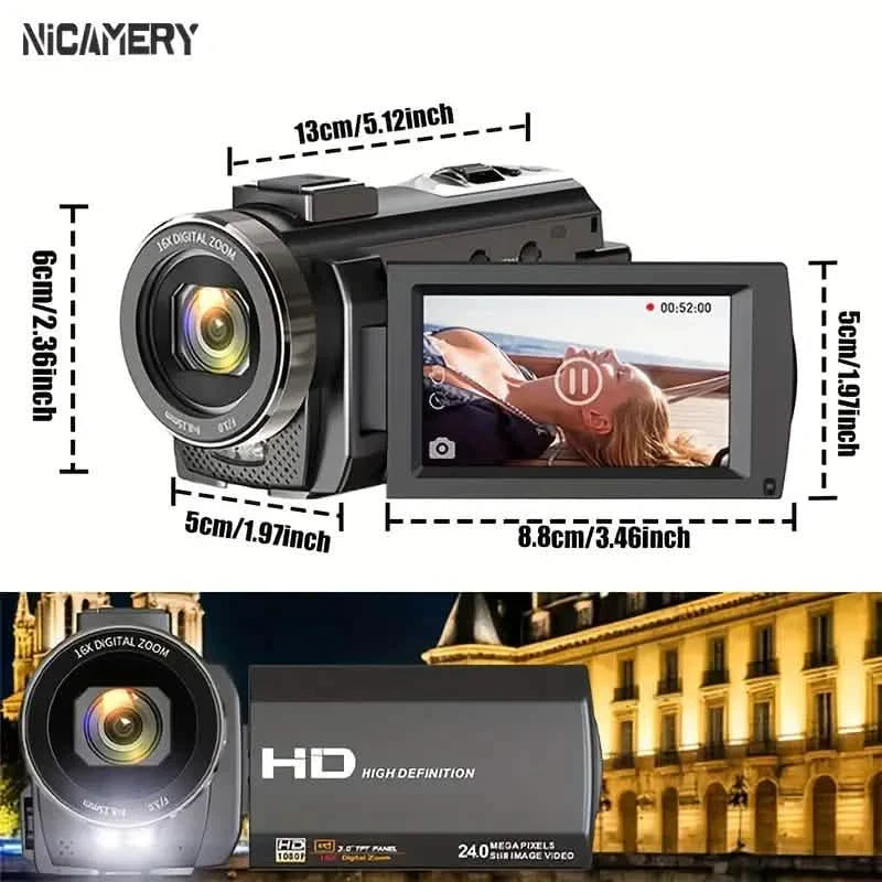16x Zoom 1080P HD Digital Camera Bundle with 2 Batteries, 32G TF Card, Mic, Hood & Bag DailySale