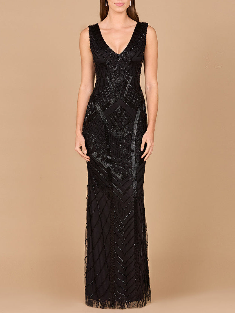 Lara 33552 - Fitted Dress With Tonal Beading Lara New York