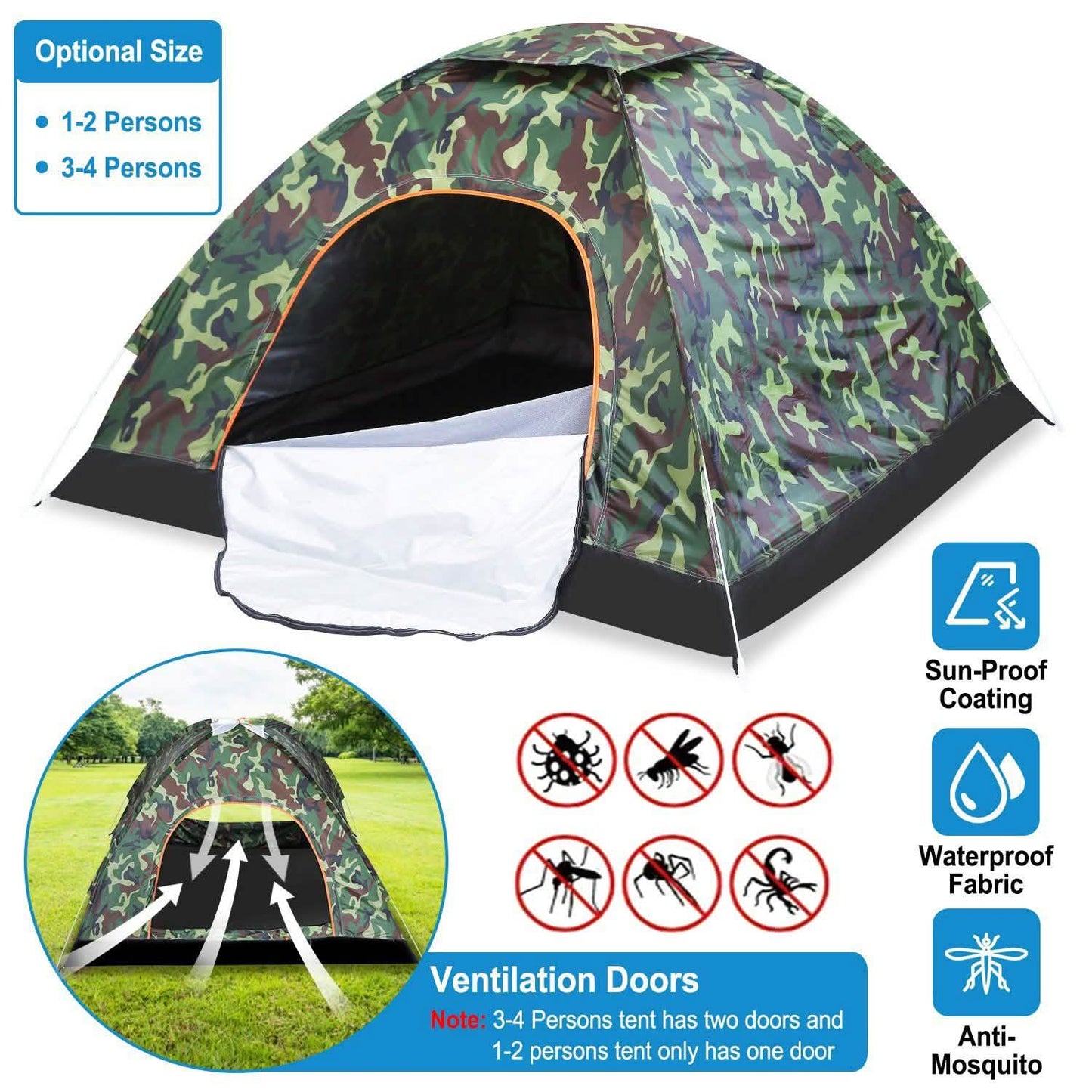 3/4 Person Instant Pop Up Dome Tent DailySale