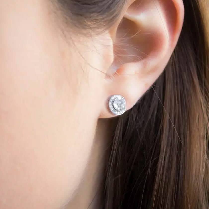 3.44 CTTW Halo Stud Earrings with Swarovski Elements DailySale