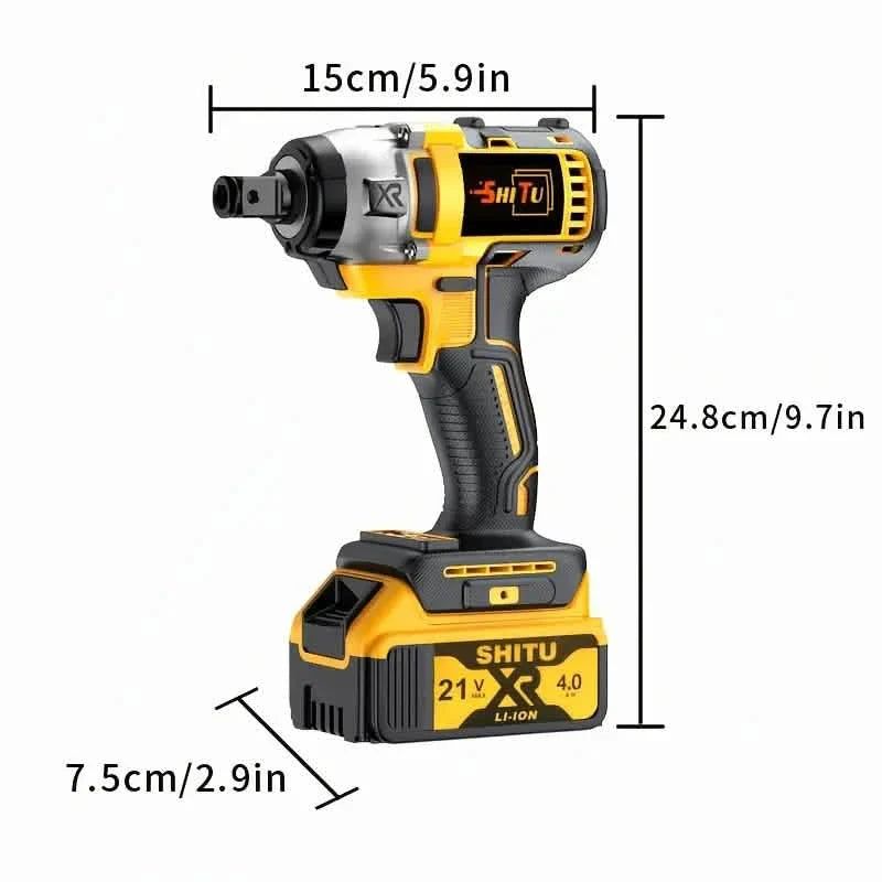 21V Cordless Brushless Impact Wrench Drill Kit – Lithium Drill + Battery x1, 4000mAh Battery, Toolbox & Accessories DailySale