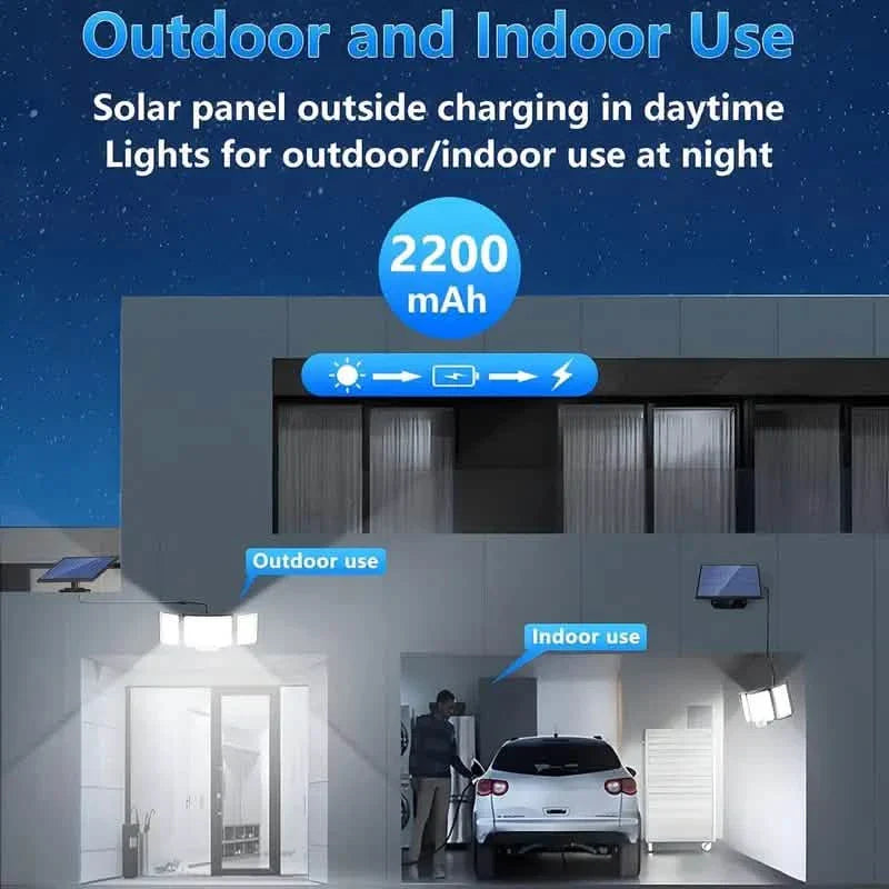 348 LED Motion Sensor Lights With Remote Control, 3 Head Security Lights, Solar Flood Wall Lights With 3 Modes DailySale