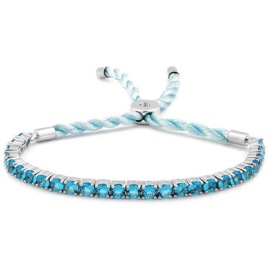 3.55 CTTW Created Aquamarine Cord Adjustable Bracelet DailySale