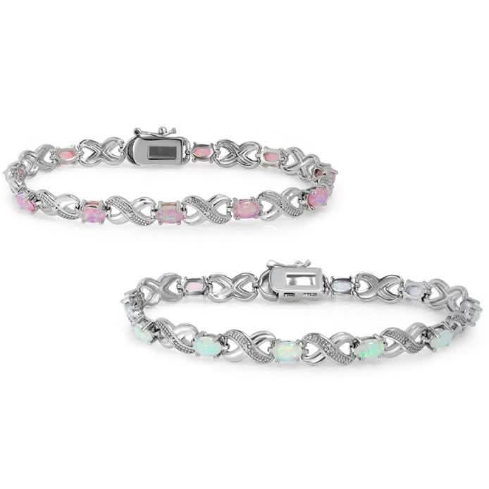 3.55 CTW Genuine Opal "X's and O's" Opal Bracelet By MUIBLU Gems DailySale