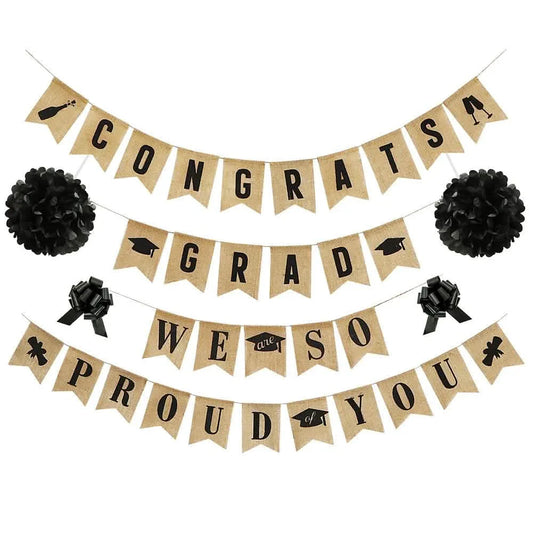 36-Pieces: Burlap "Congrats Grads"+ Burlap "We Are So Proud of You" DailySale