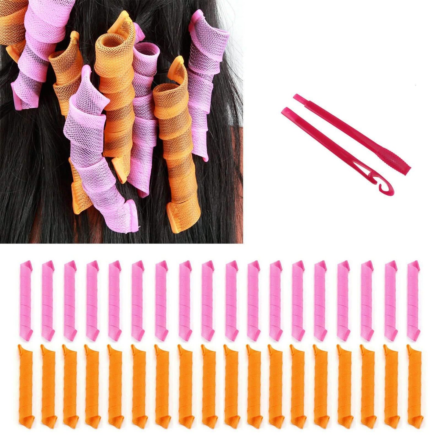 36-Pieces: Elastic DIY Magic Hair Curlers Rollers Curlformers Spiral Ringlet DailySale