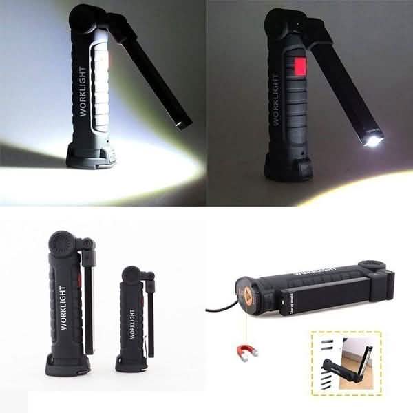 360° Rotation Inspection Lamp LED + COB Flexible Cordless Rechargeable Work Light DailySale