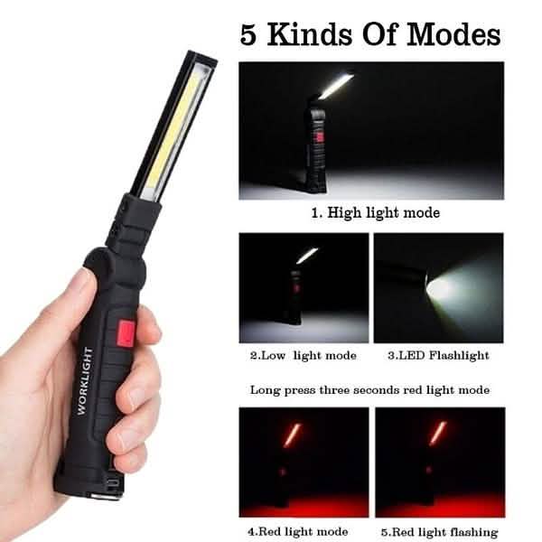 360° Rotation Inspection Lamp LED + COB Flexible Cordless Rechargeable Work Light DailySale