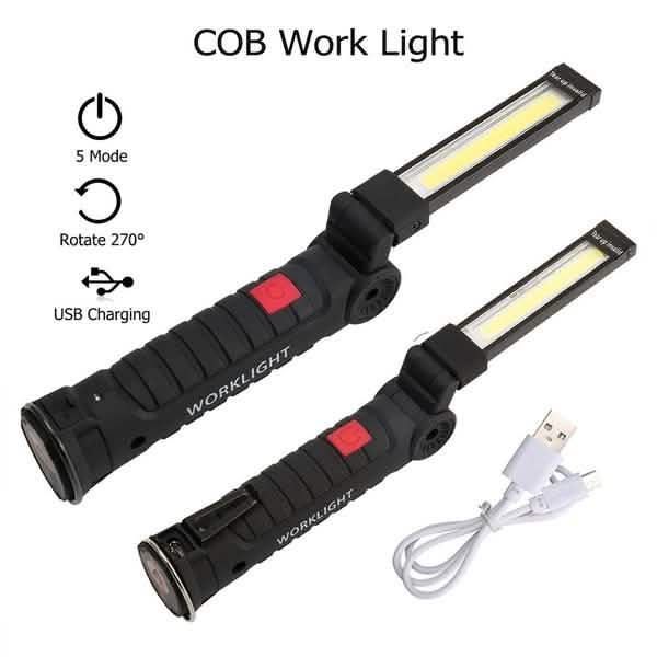 360° Rotation Inspection Lamp LED + COB Flexible Cordless Rechargeable Work Light DailySale