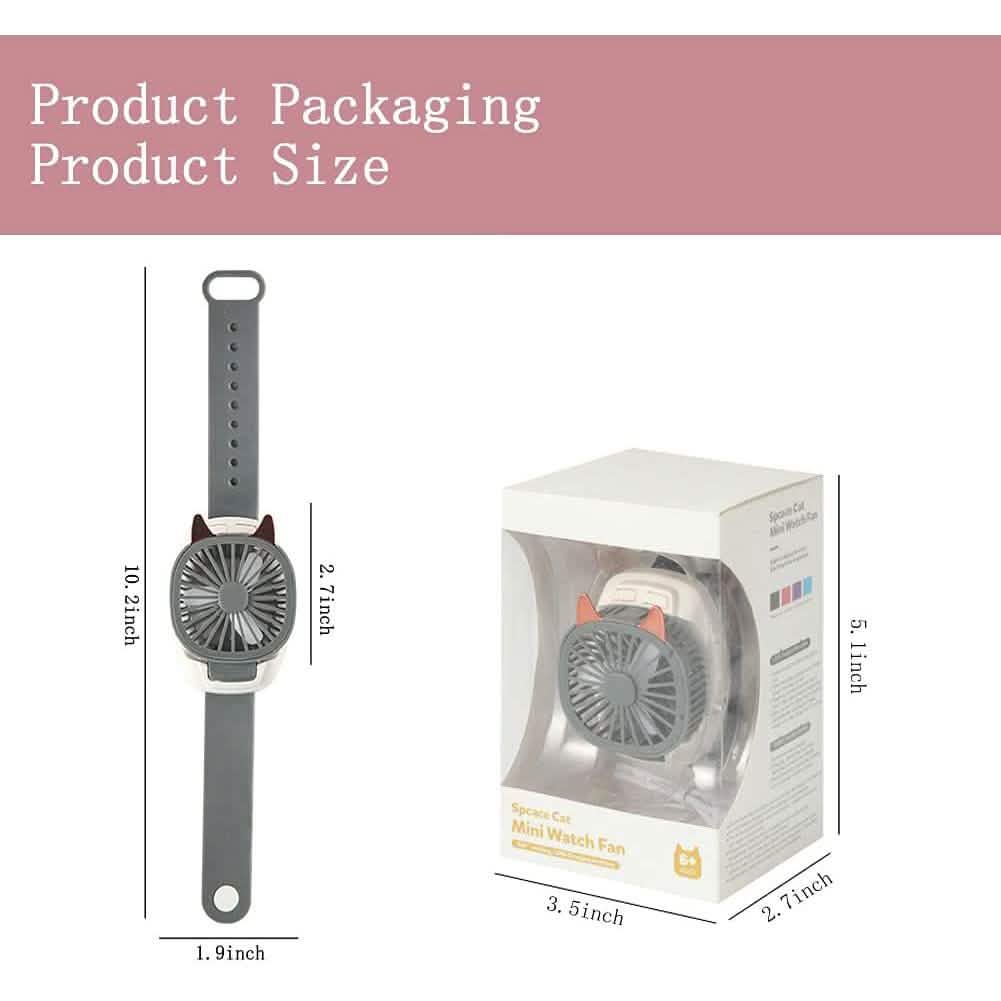 360¬∞Rotation Kids Portable Wrist Strap Mini Watch Hand Held Fan Cat Design DailySale