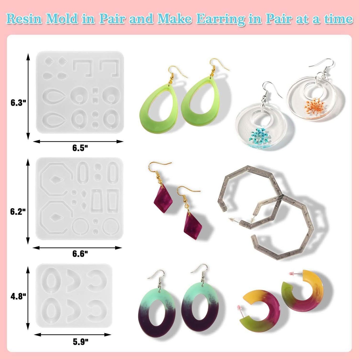 366-Pieces: Jewelry Making Silicone Earring Necklace Pendant Resin Casting Molds DailySale