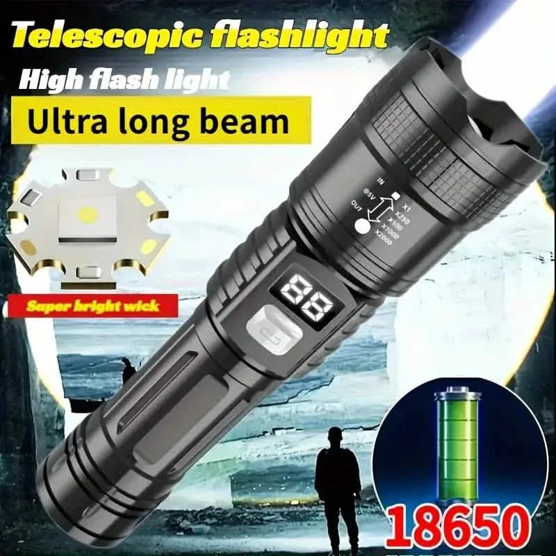 Ultra-Bright Tactical LED Flashlight – 3 Modes, USB Rechargeable, 600 Lumen, Outdoor, Hiking & Camping DailySale