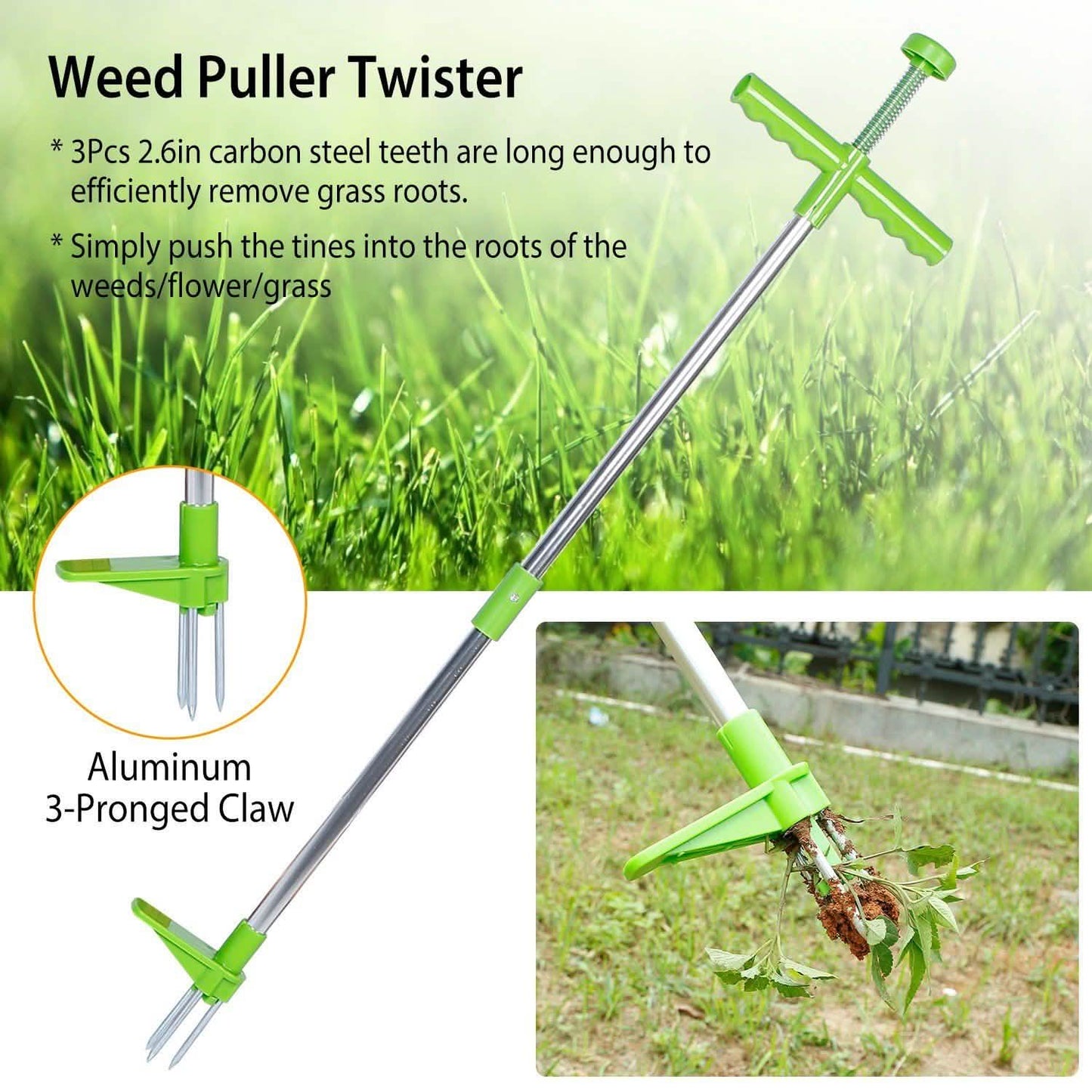 38.98" Weed Puller Twister Stand Up Root Removal DailySale
