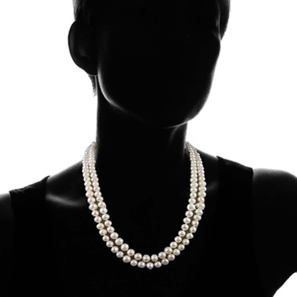 3-Piece Set: 36" White Freshwater Pearl Endless Necklace and Earrings Set DailySale