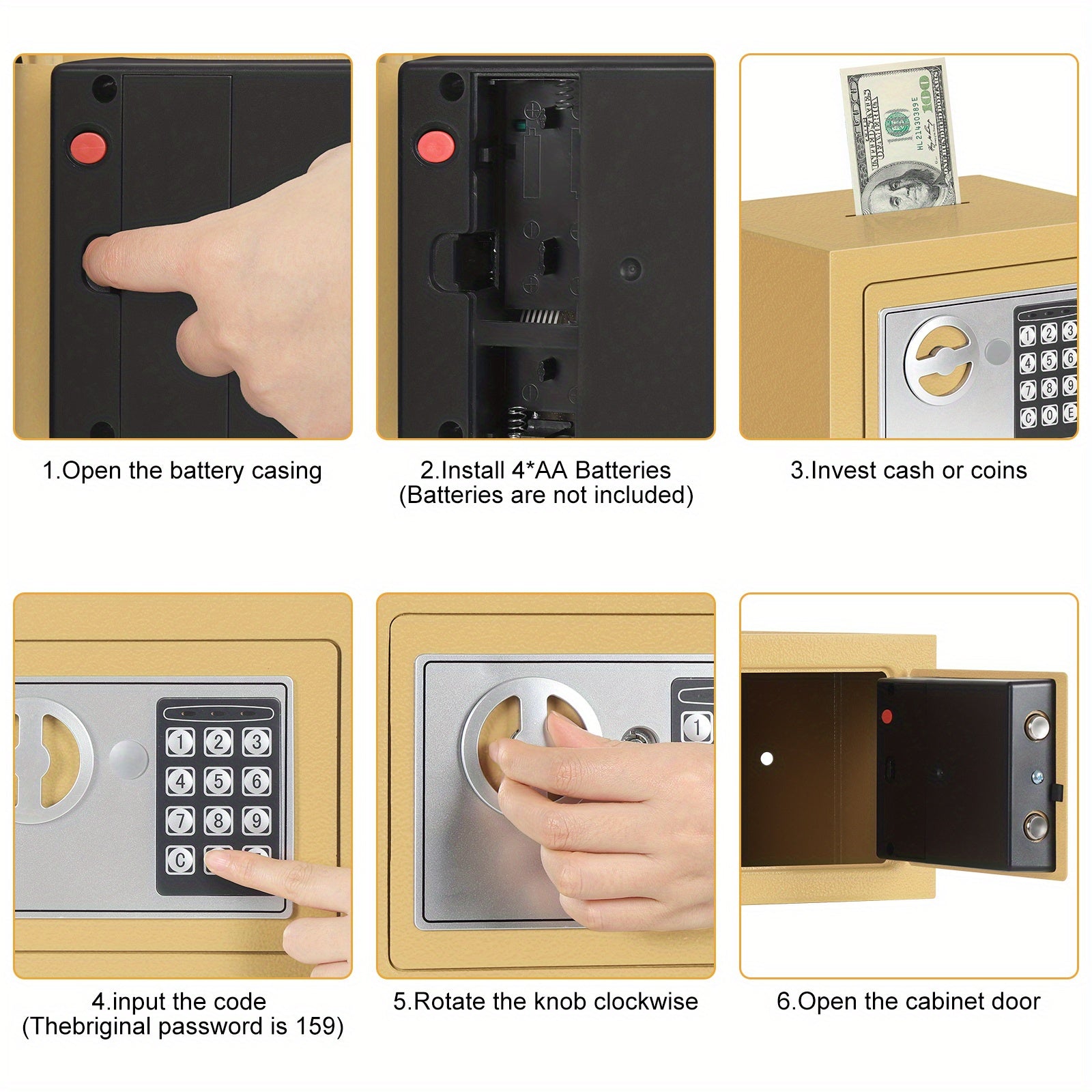 Compact Digital Safe Box – Keypad & Key Access DailySale