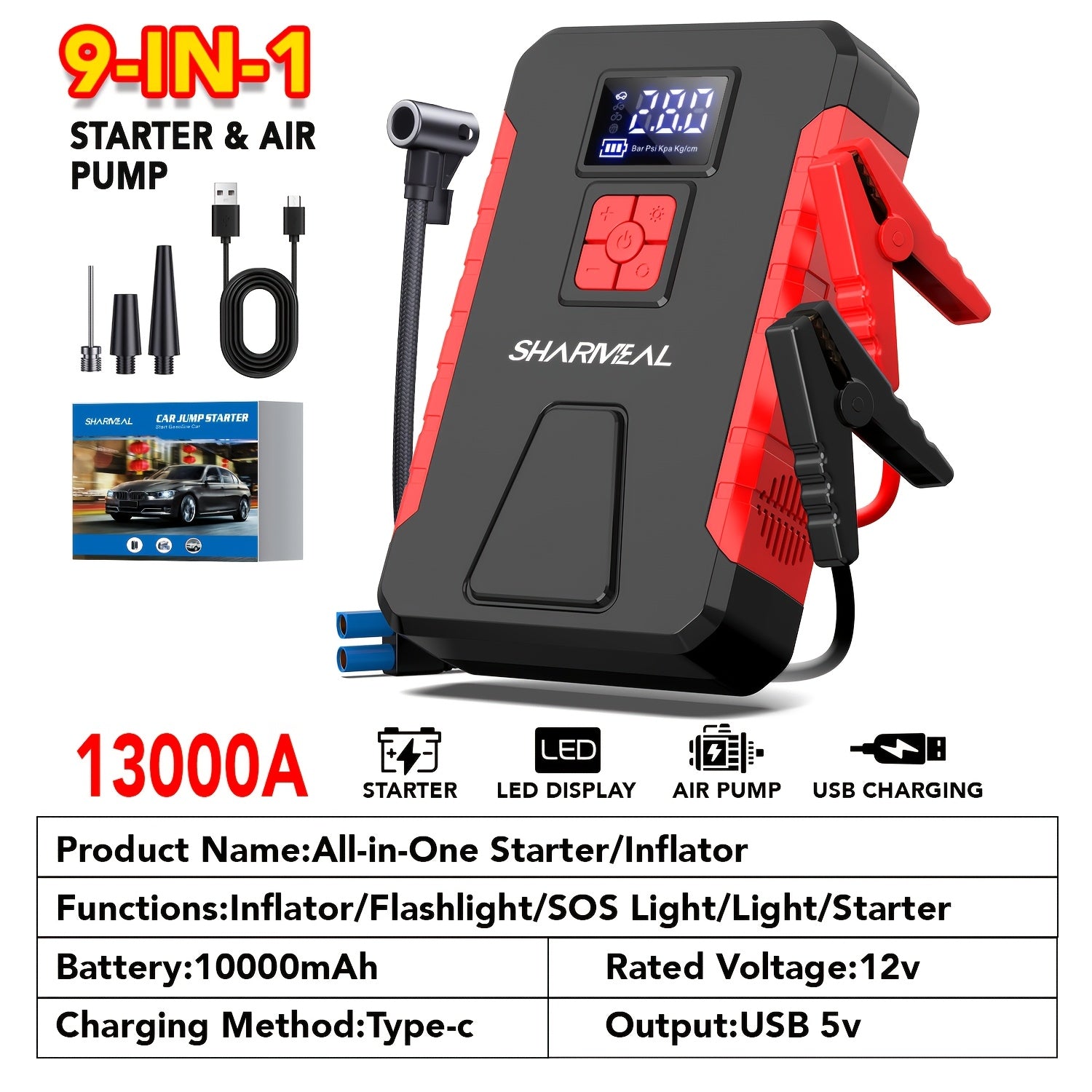 Portable Car Jump Starter with Air Compressor DailySale