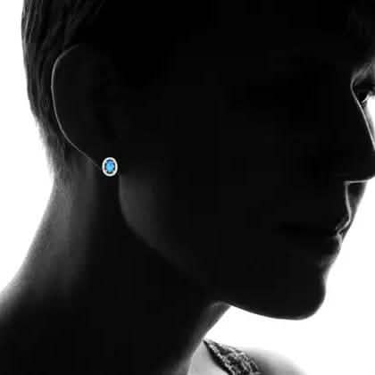 3CTW Oval Halo White, Blue, Pink Trio Opal Stud Earring Set DailySale