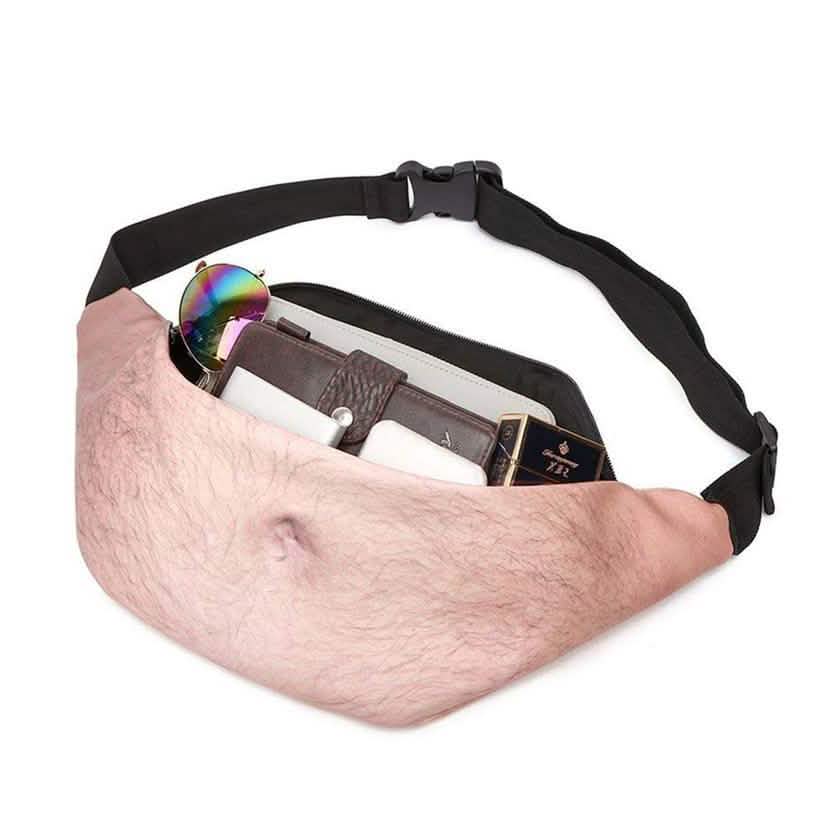 3D Beer Belly Waist Pocket Fanny Pack and Top Prank Gag Gift Travel Carry Pouch DailySale