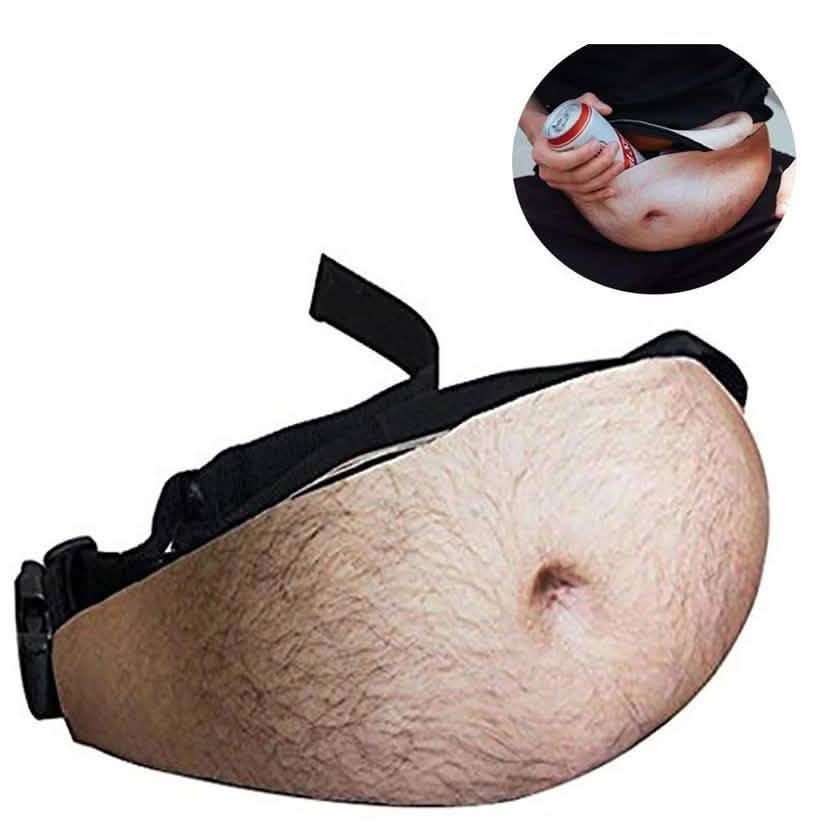 3D Beer Belly Waist Pocket Fanny Pack and Top Prank Gag Gift Travel Carry Pouch DailySale